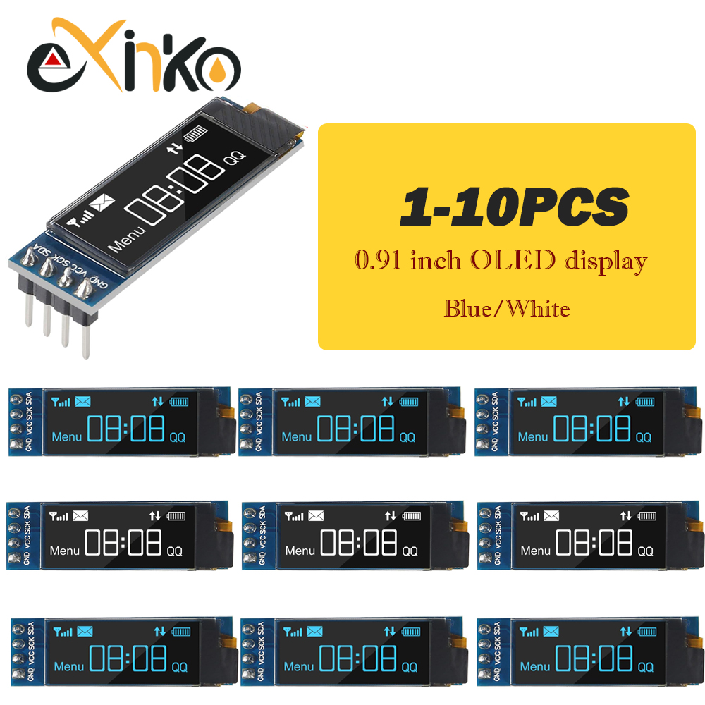 Oled Display 0.96 - 1-10 шт. 0,91-дюймовый OLED-дисплейный модуль, белый/синий