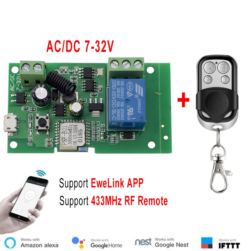 Relay Module 1 Channel - Ewelink AC/DC 5 В 7 В-32