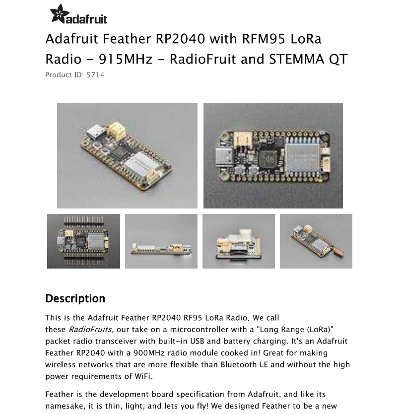 5714 Feather RP2040 с радиомод – обзор и цена Lora Rfm95